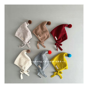 Dječja pletena kapa s vezicama – kupolasti oblik, zimska, otporna na vjetar, akrilno vlakno 51–60%