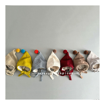 Dječja pletena kapa s vezicama – kupolasti oblik, zimska, otporna na vjetar, akrilno vlakno 51–60%