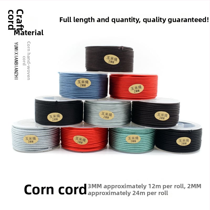 Kordu rotaslietas: rokassprādze un kaklarota no 2 mm pītiem auklām, roku adīts, Xinlong zīmols, 2024. gada pavasaris