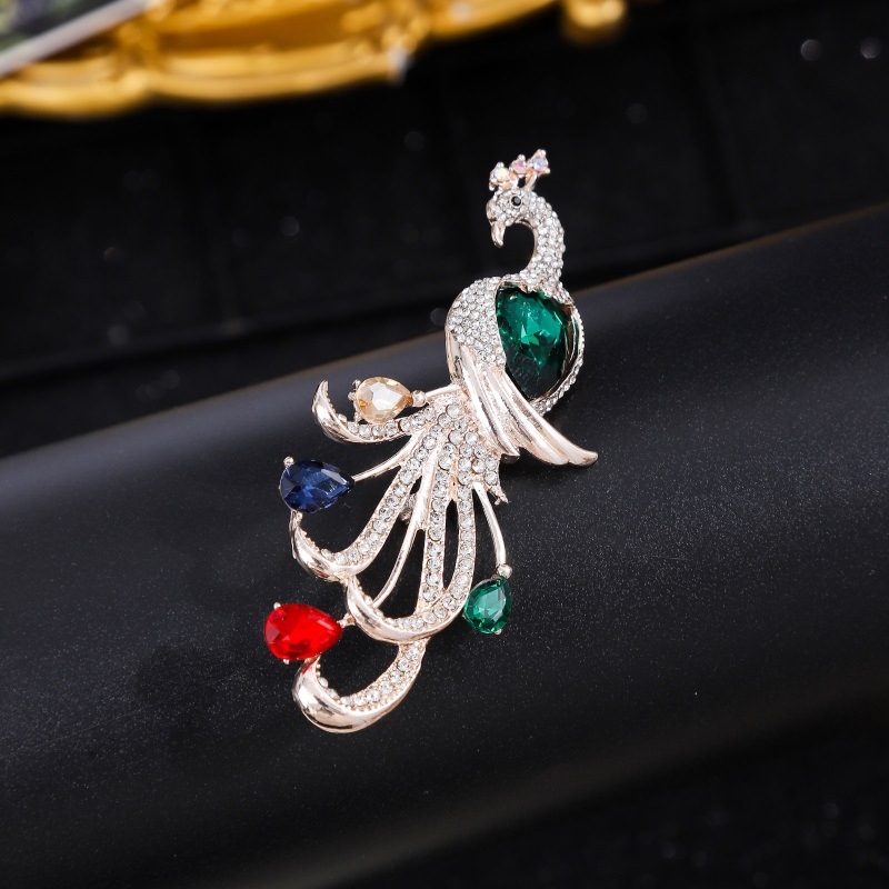 Broš paun motiva, legura, marka Yusheng, elektroplirano, klasičan i svestran stil