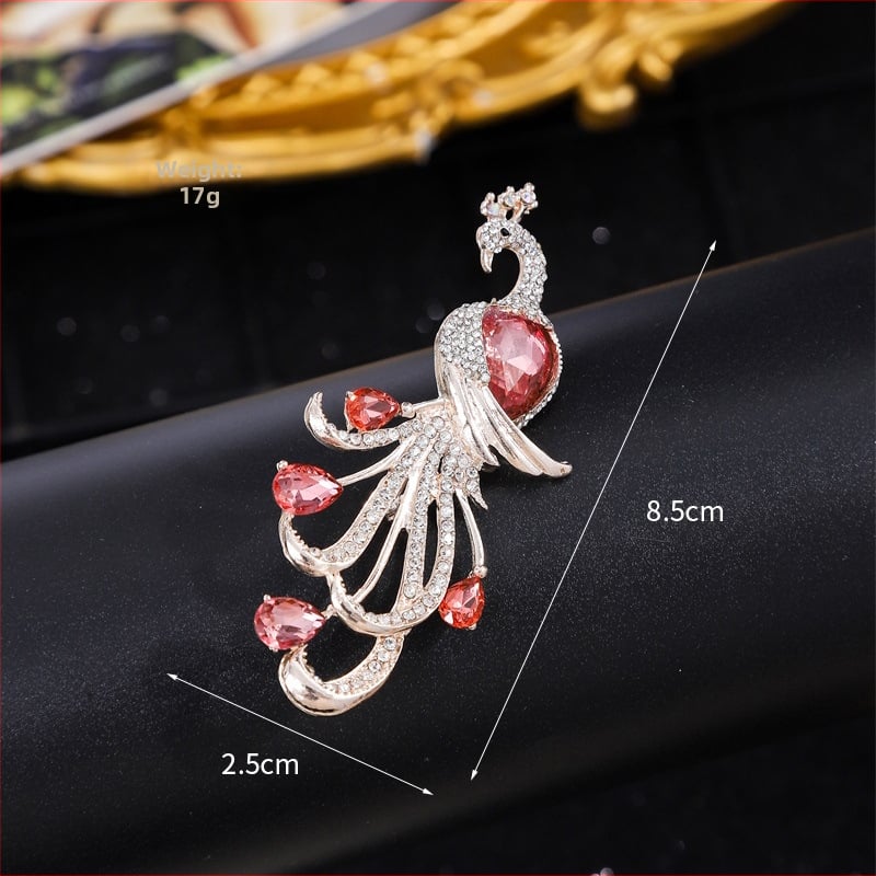 Broš paun motiva, legura, marka Yusheng, elektroplirano, klasičan i svestran stil