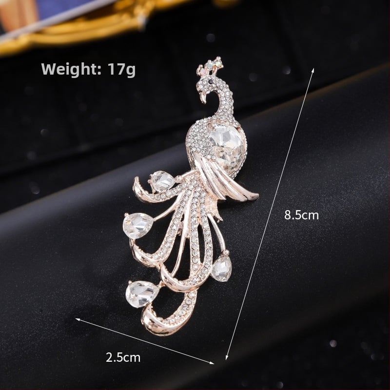 Broš paun motiva, legura, marka Yusheng, elektroplirano, klasičan i svestran stil