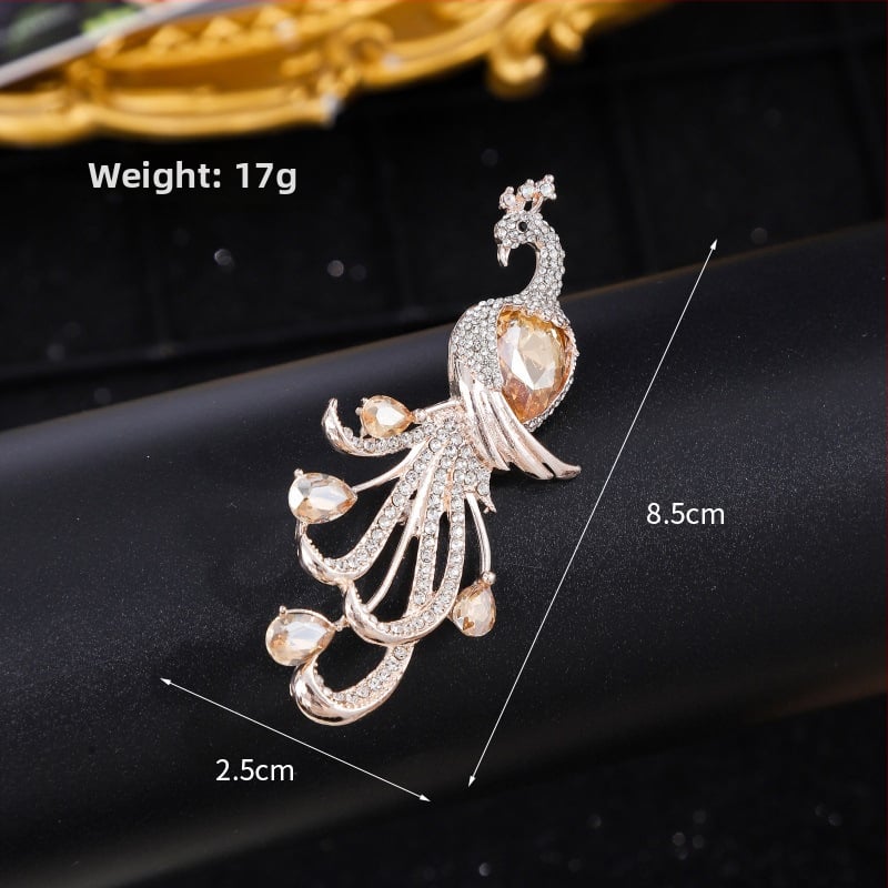 Broš paun motiva, legura, marka Yusheng, elektroplirano, klasičan i svestran stil