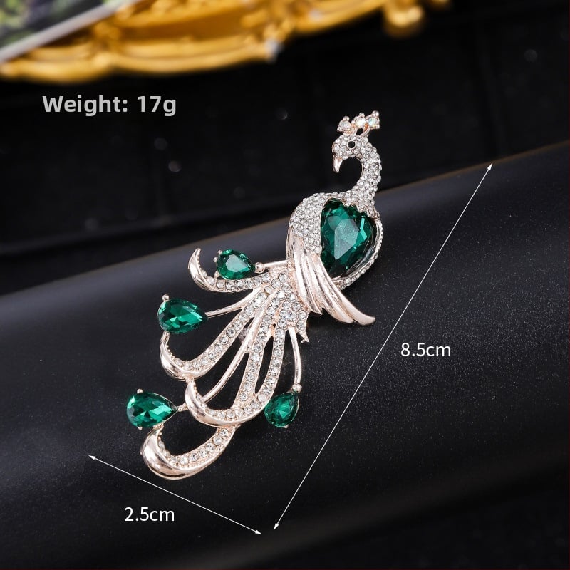 Broš paun motiva, legura, marka Yusheng, elektroplirano, klasičan i svestran stil