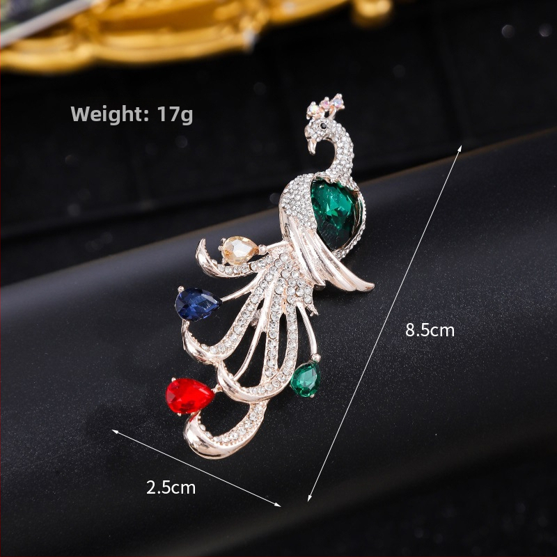 Broš paun motiva, legura, marka Yusheng, elektroplirano, klasičan i svestran stil