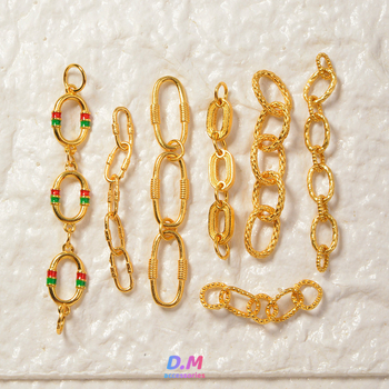 S925 ezüst ovális hosszabbító lánc biztonsági lánccal – DIY ékszerkiegészítő, elektroplatinázott felület, eredeti dizájn, totem minta