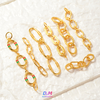 S925 ezüst ovális hosszabbító lánc biztonsági lánccal – DIY ékszerkiegészítő, elektroplatinázott felület, eredeti dizájn, totem minta