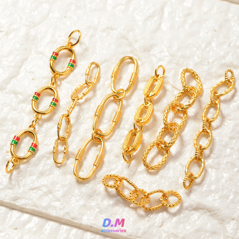 S925 ezüst ovális hosszabbító lánc biztonsági lánccal – DIY ékszerkiegészítő, elektroplatinázott felület, eredeti dizájn, totem minta