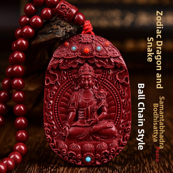 Colier cu pandantiv Buddha Amitabha din cinnabar, pentru Anul Tigru, stil medieval, lansare primăvară 2024