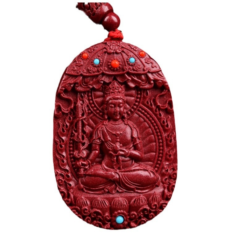 Colier cu pandantiv Buddha Amitabha din cinnabar, pentru Anul Tigru, stil medieval, lansare primăvară 2024