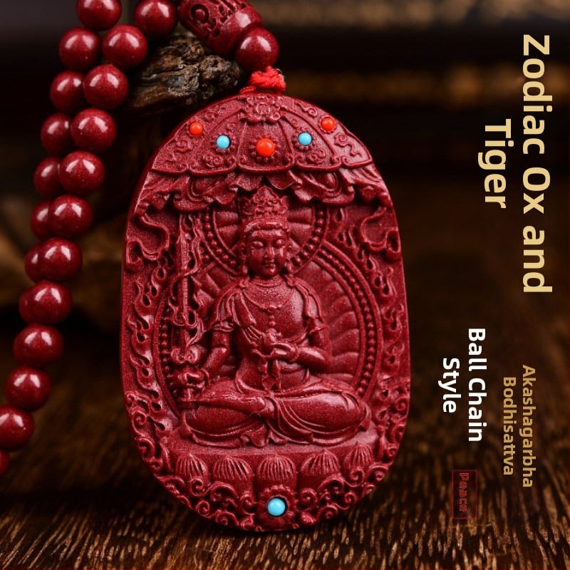 Colier cu pandantiv Buddha Amitabha din cinnabar, pentru Anul Tigru, stil medieval, lansare primăvară 2024