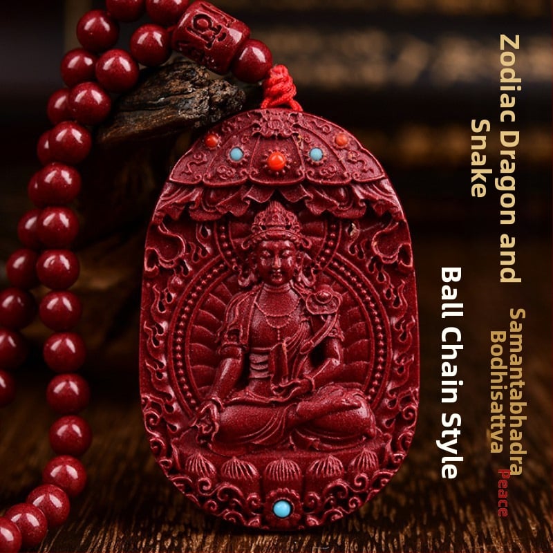 Colier cu pandantiv Buddha Amitabha din cinnabar, pentru Anul Tigru, stil medieval, lansare primăvară 2024