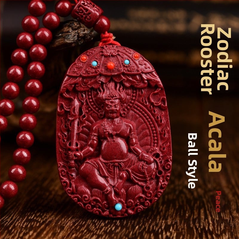 Colier cu pandantiv Buddha Amitabha din cinnabar, pentru Anul Tigru, stil medieval, lansare primăvară 2024