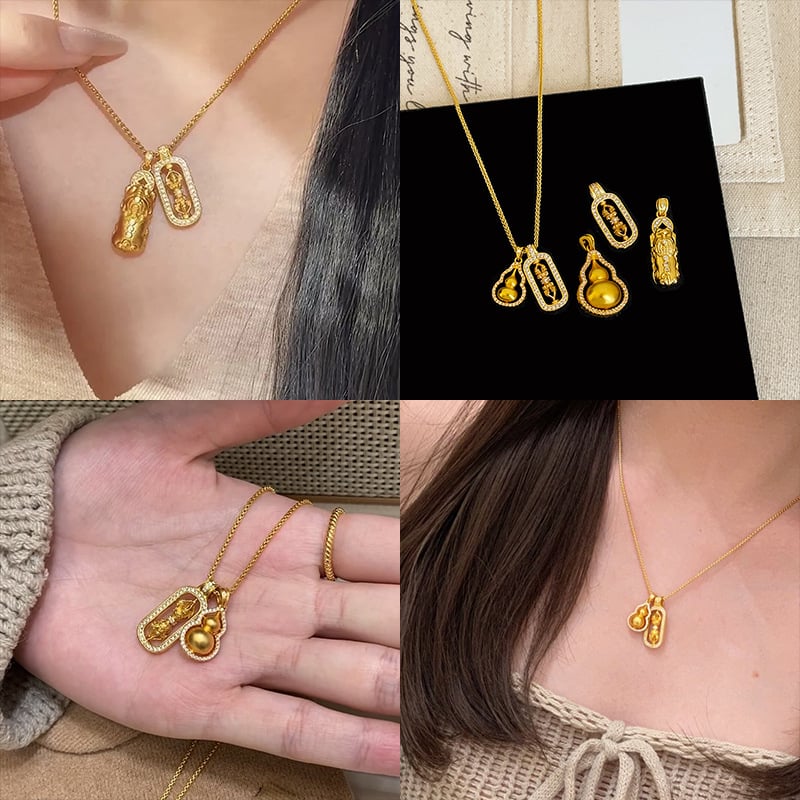 RONERAI Kaklarota no metāla ķēdei ar mātes pērles kulonu, garums 31–40 cm, daudzslāņu dizains