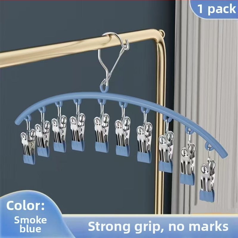 Džiovėjimo spaustukai iš nerūdijančio plieno su plastiko danga, 10 spaustukų, nelankstomi, tinkami drabužiams, šalikams ir kaklaraištėms