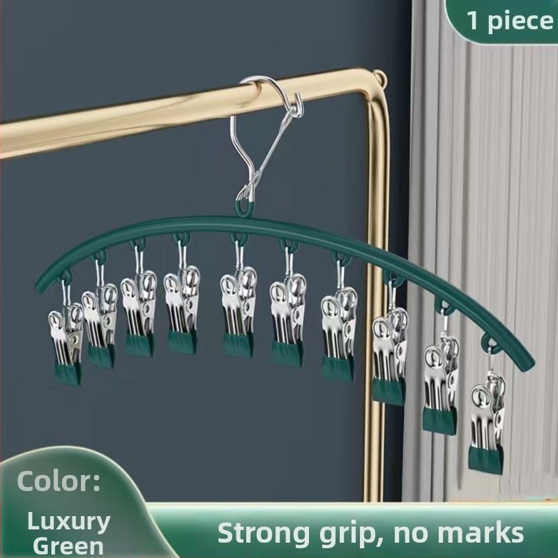 Džiovėjimo spaustukai iš nerūdijančio plieno su plastiko danga, 10 spaustukų, nelankstomi, tinkami drabužiams, šalikams ir kaklaraištėms