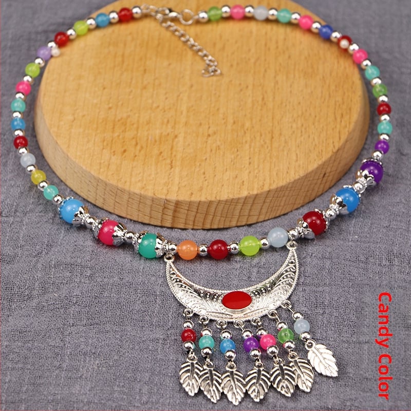 Etno stiiliga kaelakee lillekujundusega; materjalid: kangas ja segamaterjalid; bränd: Confucianism and Yixiang; päritolu: Yunnan