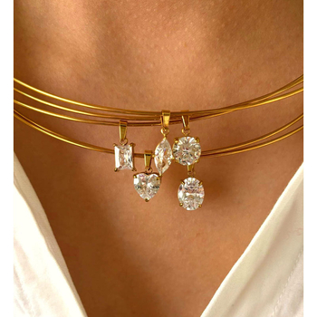 Naiste roostevabast terasest kaelakee geomeetrilise kujundusega, zirkon ripats, madu kett