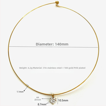 Naiste roostevabast terasest kaelakee geomeetrilise kujundusega, zirkon ripats, madu kett