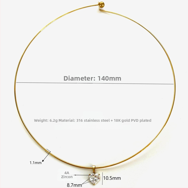 Naiste roostevabast terasest kaelakee geomeetrilise kujundusega, zirkon ripats, madu kett