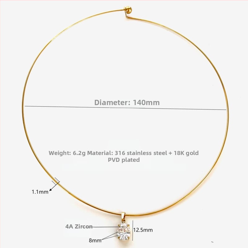 Naiste roostevabast terasest kaelakee geomeetrilise kujundusega, zirkon ripats, madu kett