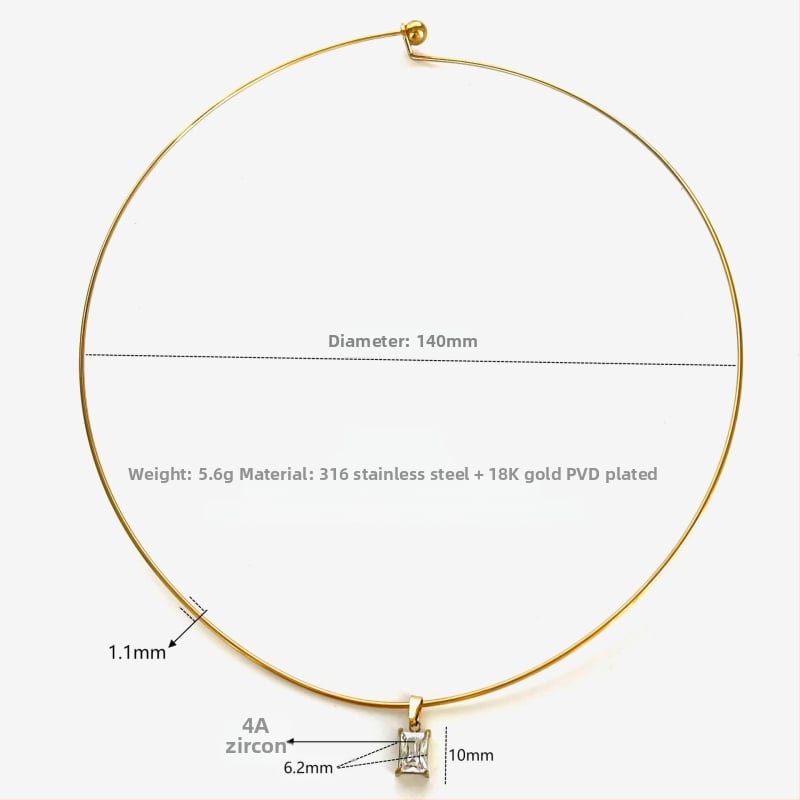 Naiste roostevabast terasest kaelakee geomeetrilise kujundusega, zirkon ripats, madu kett