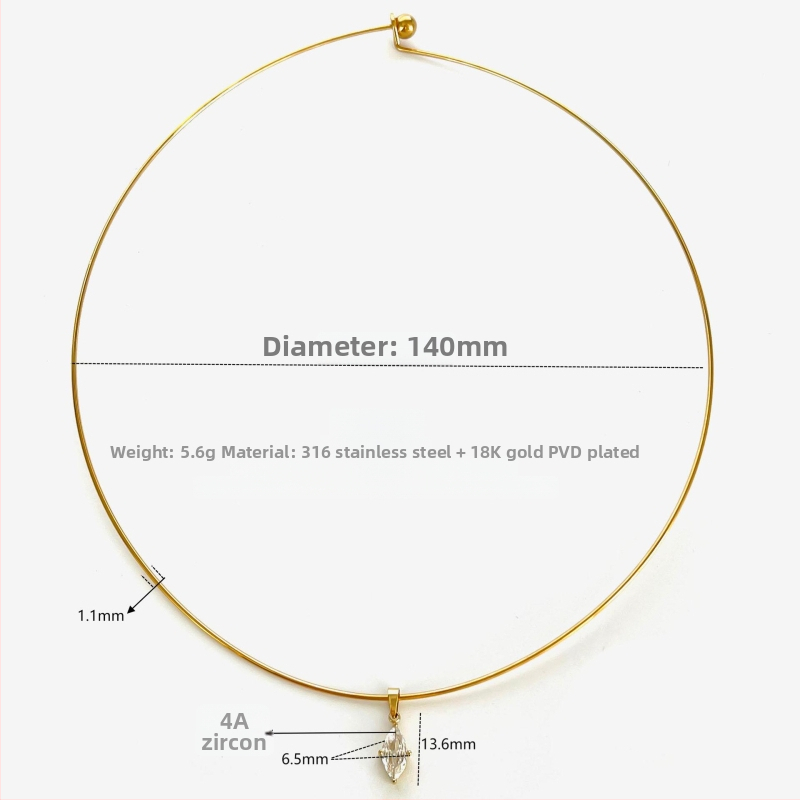 Naiste roostevabast terasest kaelakee geomeetrilise kujundusega, zirkon ripats, madu kett