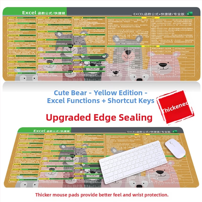 Настолна подложка за бюро с клавишни комбинации за Excel – гумена, едностранна, антиплъзгаща, печатано лого, OEM персонализация