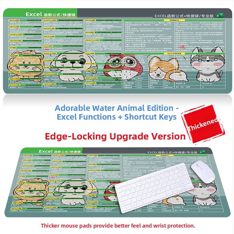 Настолна подложка за бюро с клавишни комбинации за Excel – гумена, едностранна, антиплъзгаща, печатано лого, OEM персонализация