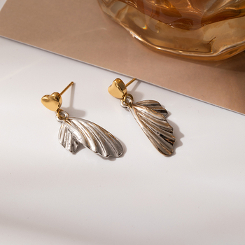 Sieviešu auskari no titāna tērauda, ģeometriski motīvi: rombs un zvaigzne, elektroplatēšana, Titanium Yue zīmols