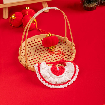 Kaķu un suņu adījuma kaklasaite — karikatūras raksts, Materiāls: zīda zieds, Universāla izmantošana, Svars 100 g, Ziemassvētku dizains