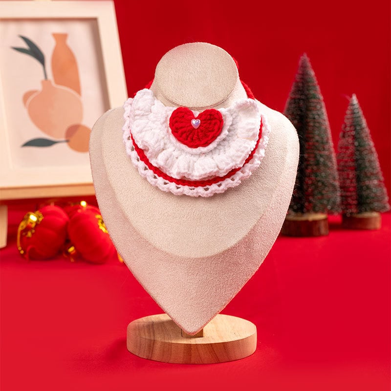 Kaķu un suņu adījuma kaklasaite — karikatūras raksts, Materiāls: zīda zieds, Universāla izmantošana, Svars 100 g, Ziemassvētku dizains