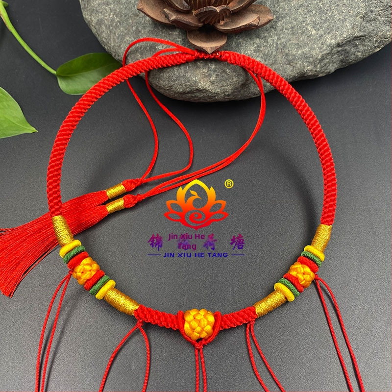 Bērnu kaklarota, rokām austā no sajaukta materiāla, sudraba 925 kulons, parasta ķēde, Ķīnas stils