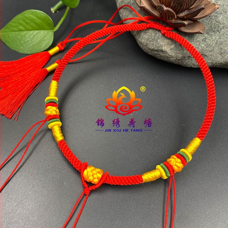 Bērnu kaklarota, rokām austā no sajaukta materiāla, sudraba 925 kulons, parasta ķēde, Ķīnas stils