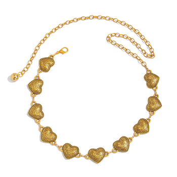 Liemens grandinė – egzotiško stiliaus, lydinio medžiaga, elektroplatinavimas, geometrinė širdies forma, moterims