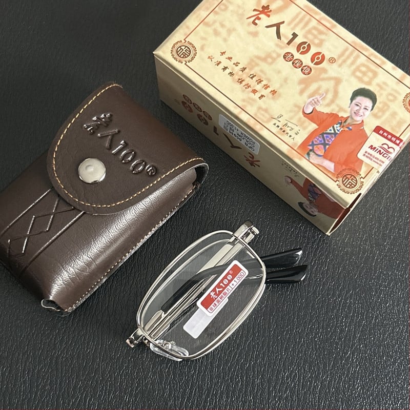 Sklopive naočale za čitanje s anti-plavim svjetlom, staklene leće visoke jasnoće, metalni okvir, model 818, PD 48-20-135