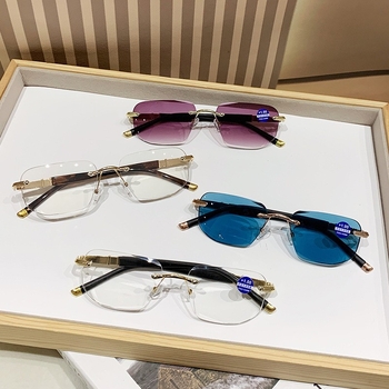 Čitačke naočale bez okvira - anti-plavo svjetlo, četvrtasti okvir, vintage retro stil, izdanje ljeto 2025