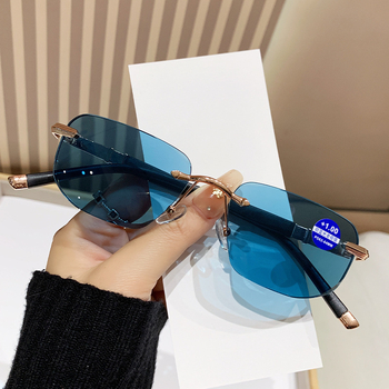 Čitačke naočale bez okvira - anti-plavo svjetlo, četvrtasti okvir, vintage retro stil, izdanje ljeto 2025