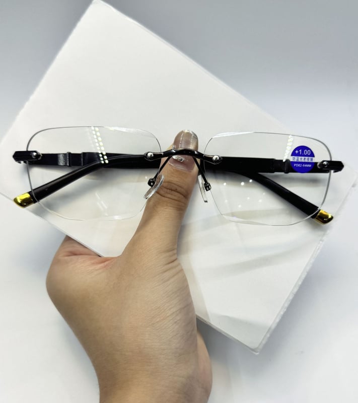 Čitačke naočale bez okvira - anti-plavo svjetlo, četvrtasti okvir, vintage retro stil, izdanje ljeto 2025