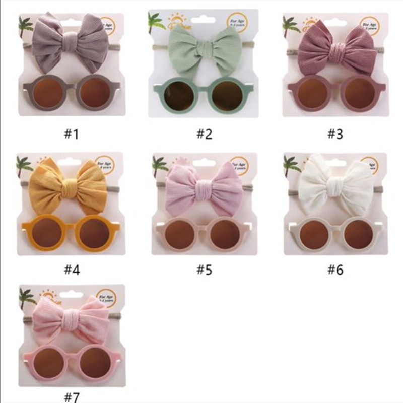 Set dječjih sunčanih naočala i trake za kosu s crtić dizajnom – UV400 zaštita, nepolarizirane PC leće, okrugli puni okvir