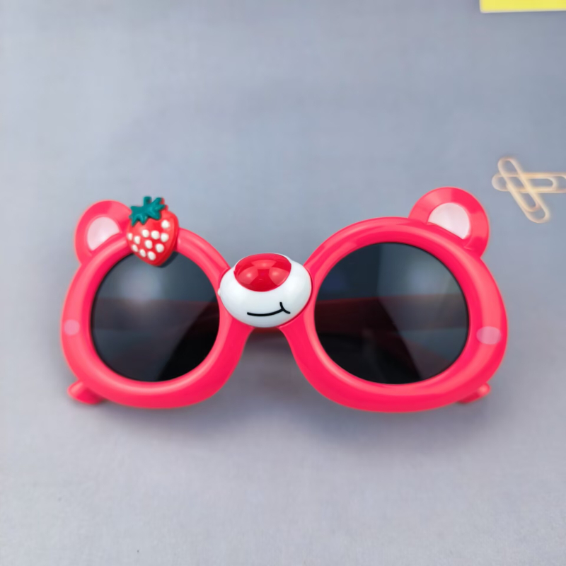 Gyerek napszemüveg Strawberry Bear Cartoon - UV380, teljes PC keret, poligon forma