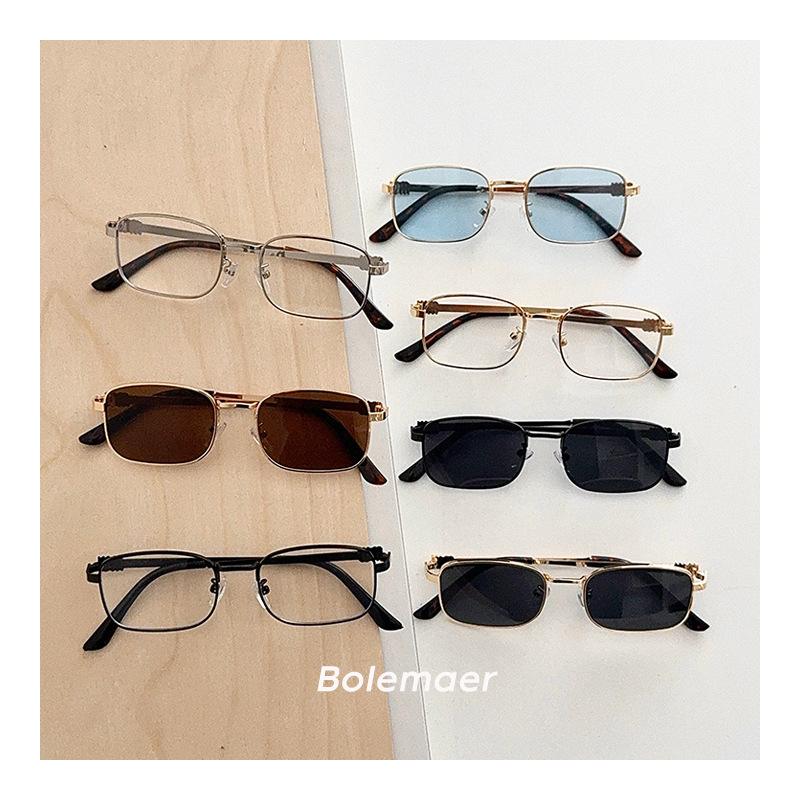 Dječje sunčane naočale: korejski retro kvadratni metalni okvir, u punom okviru, plastične leće, UV zaštita kategorija 2, ljeto 2025