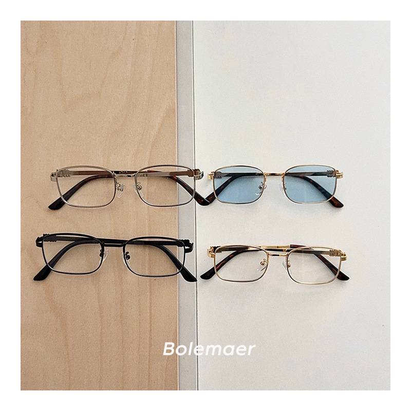 Dječje sunčane naočale: korejski retro kvadratni metalni okvir, u punom okviru, plastične leće, UV zaštita kategorija 2, ljeto 2025