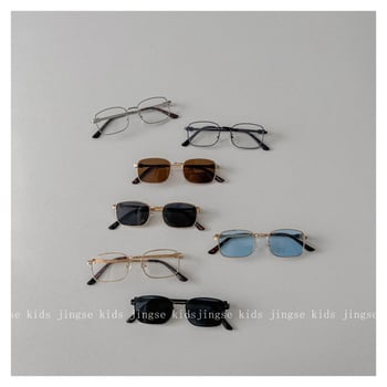 Dječje sunčane naočale s korejskim retro dizajnom, kvadratni metalni okvir, UV400 PC leće, puni okvir, zaštita od sunca za putovanja