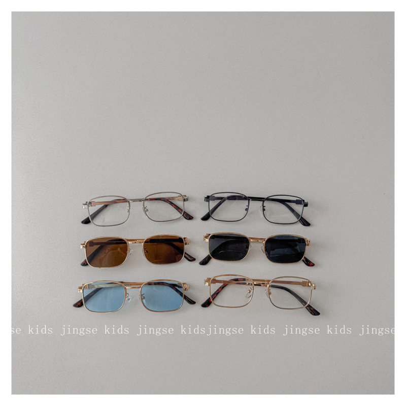 Dječje sunčane naočale s korejskim retro dizajnom, kvadratni metalni okvir, UV400 PC leće, puni okvir, zaštita od sunca za putovanja
