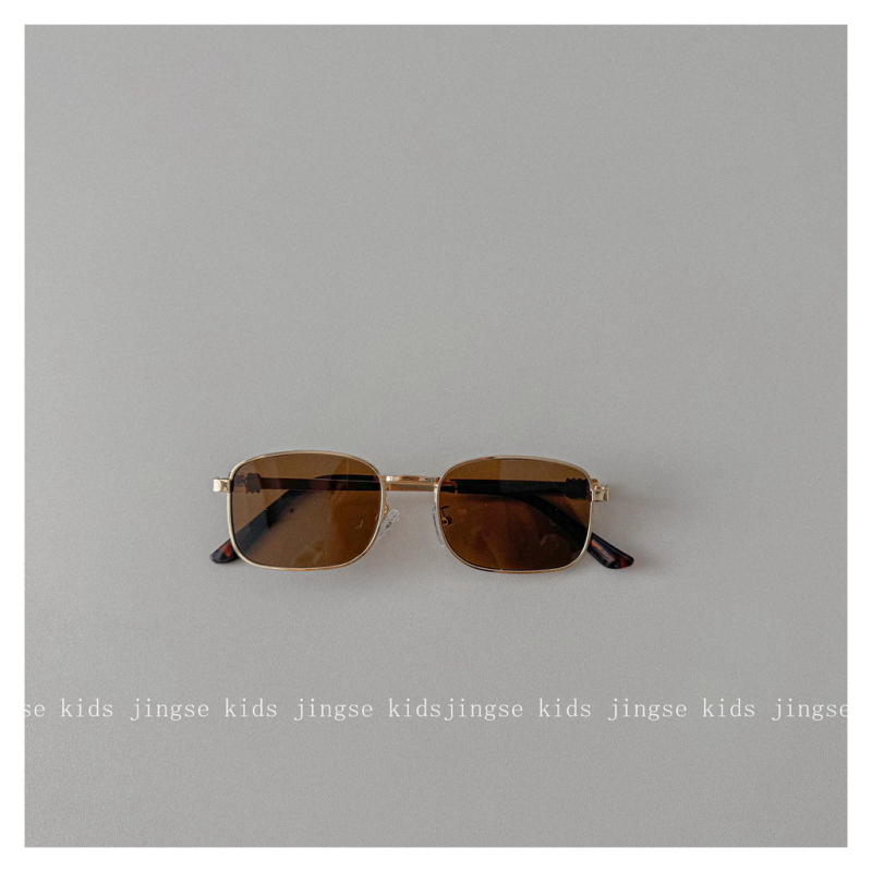 Dječje sunčane naočale s korejskim retro dizajnom, kvadratni metalni okvir, UV400 PC leće, puni okvir, zaštita od sunca za putovanja