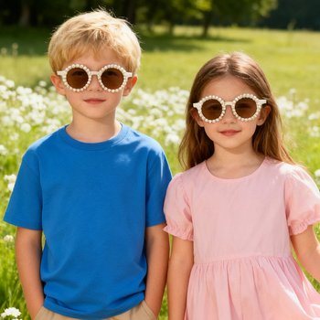 Bērnu saulesbrilles ar pērļu modes dizainu, pilns rāmis, modelis 8031, Forest Fox, Ziemas 2025