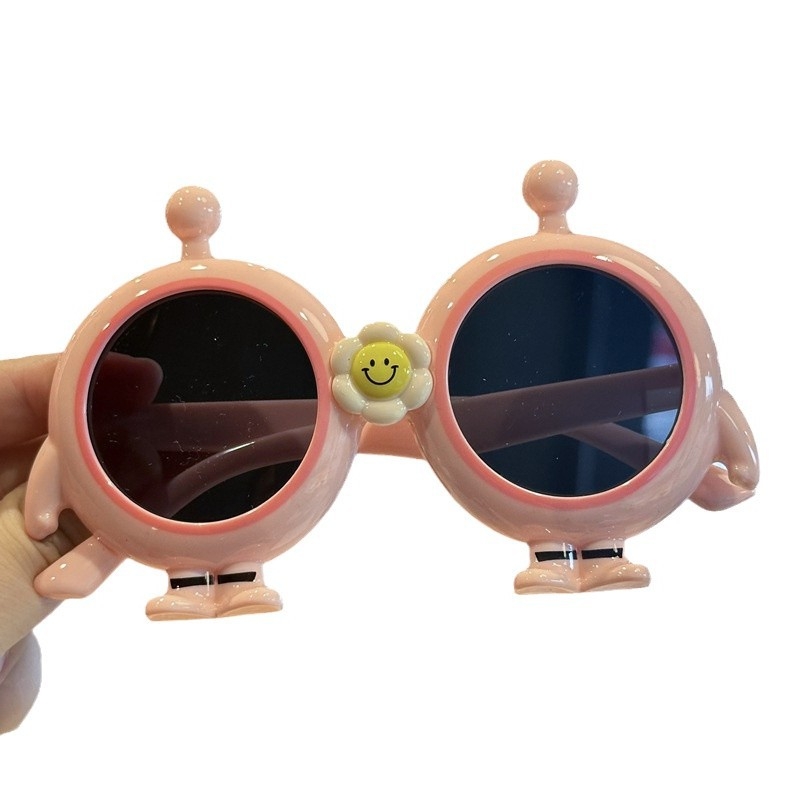 Dječje kružne sunčane naočale s crtić stilom, UV400, potpuno okviro, leće od smole, okvir PC, nepolarizirane, za djevojčice