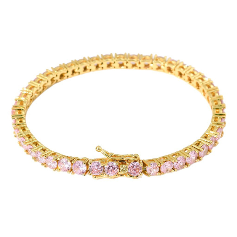 Unisex narukvica od mesinga s punim cirkonima, geometrijski oblik, lagani luksuzni nakit, jesen 2025