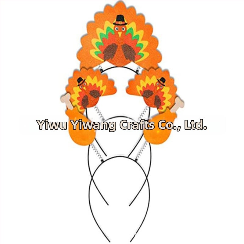 Diademă cu pălărie de curcă și ochelari pentru Ziua Recunoștinței – material: pânză; proces: semi-manual/semi-mecanic; personalizare disponibilă